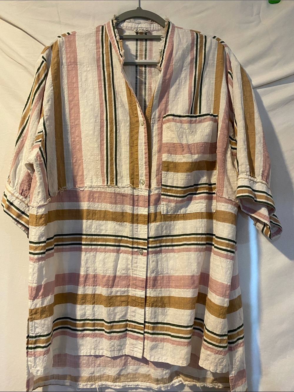 Free People Striped Cotton Swim Coverup in White, Pink, Mustard, Olive